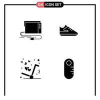 Universal Icon Symbols Group of 4 Modern Solid Glyphs of audio get interface shoes love Editable Vector Design Elements