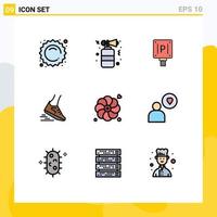 9 Filledline Flat Color concept for Websites Mobile and Apps flower runner parking run fast Editable Vector Design Elements