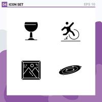 Solid Glyph Pack of 4 Universal Symbols of glass photo business escape galaxy Editable Vector Design Elements