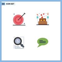 Set of 4 Vector Flat Icons on Grid for advertising night marketing couple dollar Editable Vector Design Elements