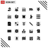 Set of 25 Modern UI Icons Symbols Signs for food transportation patricks train station Editable Vector Design Elements