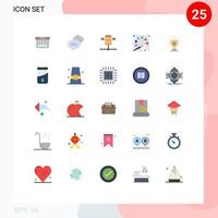 conjunto moderno de 25 pictogramas de colores planos de premios que alojan elementos de diseño de vectores editables de palets de aprendizaje