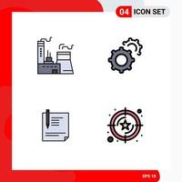 4 Universal Filledline Flat Color Signs Symbols of building file industry setting paper Editable Vector Design Elements