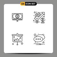 4 User Interface Line Pack of modern Signs and Symbols of money up loan growth arrows Editable Vector Design Elements