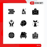 Set of 9 Modern UI Icons Symbols Signs for analysis dollar ecommerce stack coin Editable Vector Design Elements