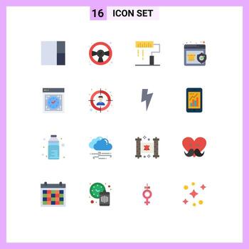 16 Universal Flat Colors Set for Web and Mobile Applications device computer development shopping shield Editable Pack of Creative Vector Design Elements