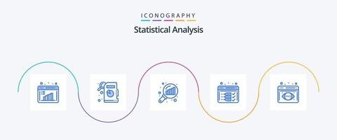 paquete de iconos azul 5 de análisis estadístico que incluye . análisis de los datos. magnificación del gráfico. seguimiento analítico. optimizar vector
