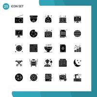 Set of 25 Modern UI Icons Symbols Signs for computer video contact tutorial internet Editable Vector Design Elements