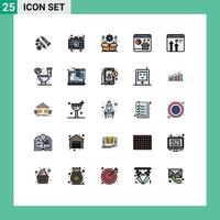 Modern Set of 25 Filled line Flat Colors and symbols such as data browser picture setting wheel Editable Vector Design Elements