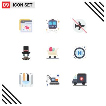 9 Universal Flat Colors Set for Web and Mobile Applications cart santa clause disabled movember moustache Editable Vector Design Elements