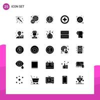 Modern Set of 25 Solid Glyphs Pictograph of analyst down target circle ui Editable Vector Design Elements