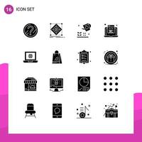 Stock Vector Icon Pack of 16 Line Signs and Symbols for web html coding preparation html sprinkier Editable Vector Design Elements