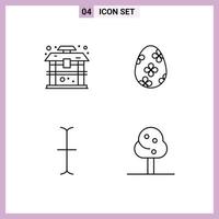 Group of 4 Filledline Flat Colors Signs and Symbols for architecture input chinese easter egg summer Editable Vector Design Elements