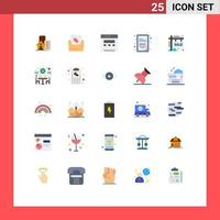 Mobile Interface Flat Color Set of 25 Pictograms of sign hording folder board doc extension Editable Vector Design Elements