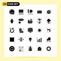 Pack of 25 creative Solid Glyphs of efficiency key add security service Editable Vector Design Elements