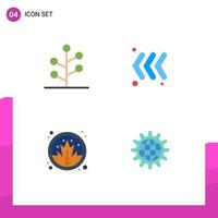 Modern Set of 4 Flat Icons and symbols such as forest plant tree left global Editable Vector Design Elements