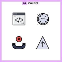 conjunto de 4 iconos modernos de la interfaz de usuario signos de símbolos para codificar colgar el crecimiento del reloj en casa elementos de diseño vectorial editables vector