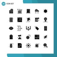 25 Universal Solid Glyph Signs Symbols of design smart window network car Editable Vector Design Elements