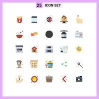 User Interface Pack of 25 Basic Flat Colors of touch double gps dessert birthday Editable Vector Design Elements