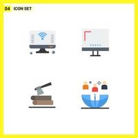 paquete de interfaz de usuario de 4 iconos planos básicos de dispositivos de cosas de monitor de computadora que registran elementos de diseño vectorial editables vector