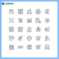 25 iconos creativos signos y símbolos modernos de carro de notas de canciones deportes musicales elementos de diseño vectorial editables vector