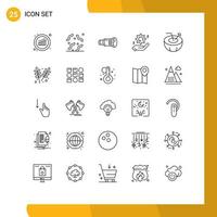 User Interface Pack of 25 Basic Lines of brain hand worm setting device Editable Vector Design Elements