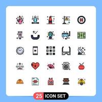 Set of 25 Modern UI Icons Symbols Signs for interface labor right flag weapons Editable Vector Design Elements