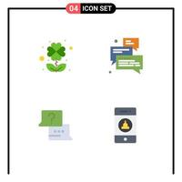 4 Universal Flat Icons Set for Web and Mobile Applications clover find group support chat Editable Vector Design Elements