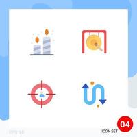 Set of 4 Vector Flat Icons on Grid for birthday goal party china person Editable Vector Design Elements