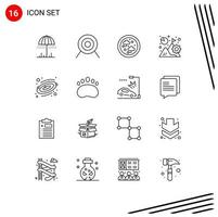 16 Outline concept for Websites Mobile and Apps planet mission internet growth business Editable Vector Design Elements