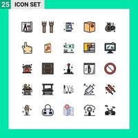 Mobile Interface Filled line Flat Color Set of 25 Pictograms of no commerce fortress box search Editable Vector Design Elements