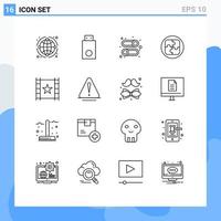 Set of 16 Modern UI Icons Symbols Signs for solution plan products management user Editable Vector Design Elements