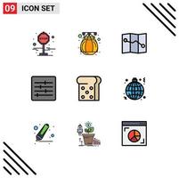 Universal Icon Symbols Group of 9 Modern Filledline Flat Colors of world hang control light toast Editable Vector Design Elements