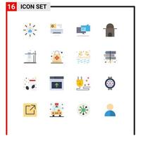 16 Universal Flat Color Signs Symbols of like islamic building room historical building digital Editable Pack of Creative Vector Design Elements