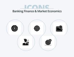 Banking Finance And Market Economics Glyph Icon Pack 5 Icon Design. financial. chart. global. budget. diagram vector