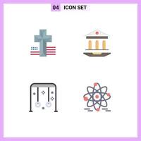 4 Universal Flat Icons Set for Web and Mobile Applications american sport internet education swing Editable Vector Design Elements