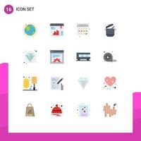 Flat Color Pack of 16 Universal Symbols of web supermarket gym pot karahi Editable Pack of Creative Vector Design Elements