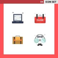 Modern Set of 4 Flat Icons and symbols such as computer shop laptop board business Editable Vector Design Elements