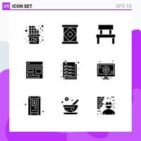 Solid Glyph Pack of 9 Universal Symbols of webpage page garden corporate browser Editable Vector Design Elements