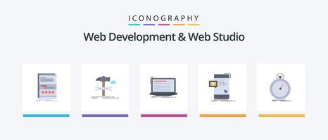 Web Development And Web Studio Flat 5 Icon Pack Including instant. bulk. repair. script. computer. Creative Icons Design vector