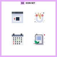 Pictogram Set of 4 Simple Flat Icons of internet date website test event Editable Vector Design Elements