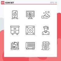 Set of 9 Commercial Outlines pack for devices furniture shopping drawer wash Editable Vector Design Elements