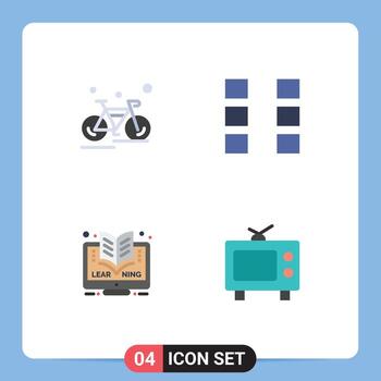 Pack of 4 Modern Flat Icons Signs and Symbols for Web Print Media such as bicycle online sport ui learning Editable Vector Design Elements