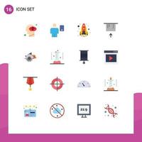 Group of 16 Flat Colors Signs and Symbols for building money human credit card space Editable Pack of Creative Vector Design Elements