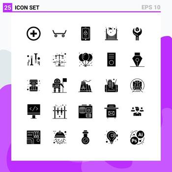 Set of 25 Modern UI Icons Symbols Signs for nail sdk security product config Editable Vector Design Elements
