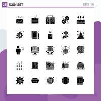 25 Thematic Vector Solid Glyphs and Editable Symbols of cake money banking euro wallet Editable Vector Design Elements