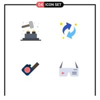 Modern Set of 4 Flat Icons and symbols such as whack a mole tool arrows measure computing Editable Vector Design Elements