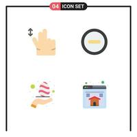 Modern Set of 4 Flat Icons Pictograph of gesture care basic egg page Editable Vector Design Elements