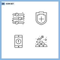 4 Universal Filledline Flat Colors Set for Web and Mobile Applications design element mobile toggle switch security smartphone Editable Vector Design Elements
