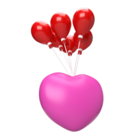 de rosa hjärta och röd ballong png bild